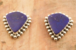 Artie Yellowhorse Genuine Blue Lapis Sterling Silver Post Earrings